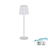 Biała, minimalistyczna lampka na szafkę nocną i biurko, styl klasyczny