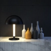 Kopułkowa, ledowa, czarna lampka stołowa w stylu modernistycznym