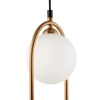 Designerska lampa wisząca w kolorze miedzi z dwoma, białymi kloszami