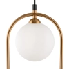 Designerska lampa wisząca w kolorze miedzi z dwoma, białymi kloszami