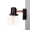 Czarna lampa ścienna w stylu loft z przezroczystym okrągłym kloszem