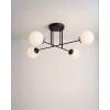 Czteroramienna symetryczna czarna lampa sufitowa z okrągłymi kloszami SAVOY