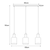 Potrójna lampa wisząca na listwie ze szklanymi, prostymi kloszami