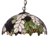 Kolorowa lampa w stylu vintage ze szklanym kloszem z motywem liści