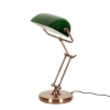 Elegancka stylowa lampka bankierska stołowa z zielonym kloszem