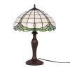 Elegancka lampka stołowa w stylu vintage z szerokim witrażowym kloszem PAPI