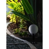 Niska lampa ogrodowa stojąca czarny słupek z białym okrągłym kloszem