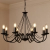 Lampa do wnętrza w stylu retro, czarny świecznik na 8 żarówek E14