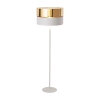 Klasyczna lampa podłogowa z biało-złotym, eleganckim abażurem
