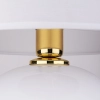 Szklana, biało-złota lampka stołowa do eleganckiego salonu