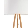 Klasyczna lampa podłogowa z trzema nogami z drewna, z białym abażurem