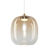 Lampa wisząca LED ze złotą podsufitką i bursztynowym kloszem