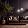 Lampa wisząca LED ze złotą podsufitką i bursztynowym kloszem