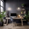 Lampa wisząca LED ze złotą podsufitką i bursztynowym kloszem