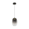 Czarna lampa wisząca LED z podłużnym, szklanym kloszem