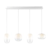 Lampa wisząca LED, cztery zwisy z kloszami w kolorze białym