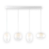 Lampa wisząca LED, cztery zwisy z kloszami w kolorze białym