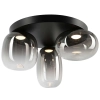 Lampa sufitowa LED z trzema kloszami na czarnej podsufitce