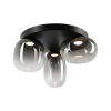 Lampa sufitowa LED z trzema kloszami na czarnej podsufitce