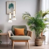 Lampa wisząca LED do eleganckiej sypialni, złota podsufitka