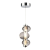 Chromowana lampa wisząca LED z dymionymi kloszami do sypialni