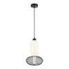 Nowoczesna lampa wisząca LED z drucianym kloszem, biało-czarna