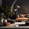 Nowoczesna, minimalistyczna lampa stojąca z dwoma światłami