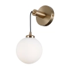 Lampa ścienna z okrągłym, białym kloszem w stylu modern glamour