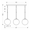 Potrójna, liniowa lampa wisząca z klasycznymi kloszami