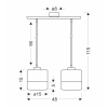 Dwupunktowa, liniowa lampa wisząca z dwukolorowymi abażurami