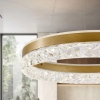 Złota lampa wisząca LED do wnętrz glamour, okrąg, kryształ
