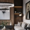 Lampa wisząca LED w kolorze czarnym, dwa okręgi