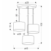 Czarno-złota, potrójna lampa wisząca z ozdobnymi abażurami