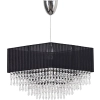 Elegancka lampa wisząca z czarnym abażurem i wiszącymi kryształkami