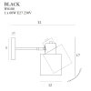 Industrialna, czarna lampa ścienna, reflektor na regulowanym przegubie