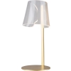 Designerska, złota lampka stołowa LED, idealna na szafkę nocną