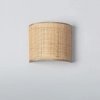 Rattanowa lampa ścienna do sypialni w stylu boho, beżowy abażur