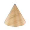 Lampa wisząca z jasnego drewna do sypialni, stożek, boho