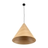 Lampa wisząca z jasnego drewna do sypialni, stożek, boho