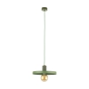 Lampa wisząca w kolorze zielonym z odsłoniętą żarówką