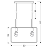 Minimalistyczna lampa wisząca z elementami drewna, odsłonięte żarówki