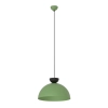 Zielona lampa wisząca z czarnym detalem do salonu
