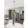 Zielona lampa wisząca z czarnym detalem do salonu