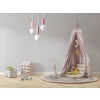 Biało-różowa, dekoracyjna, subtelna lampa wisząca do pokoju dziecięcego