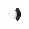 Dekoracyjna, czarna lampa ścienna z okrągłym, mlecznym kloszem