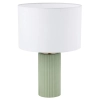 Dekoracyjna lampka stołowa, zielona, ryflowana podstawa, biały abażur