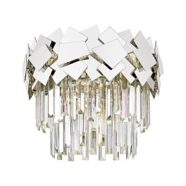 Lampa sufitowa w stylu glamour, w kolorze chromu, z kryształkami