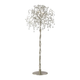 Lampa podłogowa w kolorze srebrnym, drzewo z kryształkami