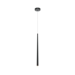 Minimalistyczna, punktowa lampa wisząca w kształcie stożka, nad wyspę