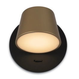 Czarno-złota lampa ścienna z włącznikiem i wbudowanym światłem LED